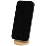 Alcor recycled plastic foldeable magnetic phone stand with bamboo details
