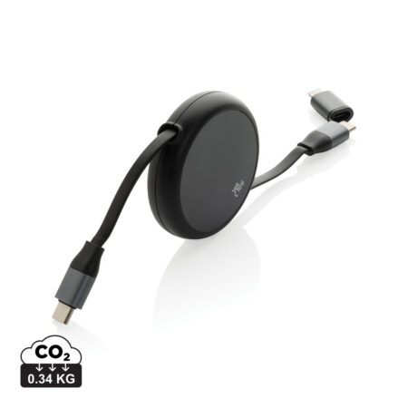 Terra RCS recycled aluminium retractable 240W 2-in-1 cable