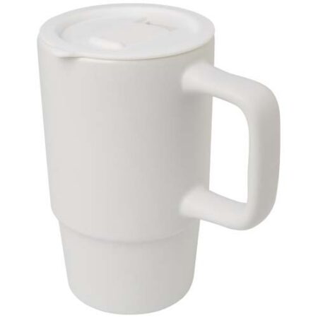 Carter 450 ml ceramic mug with plastic lid