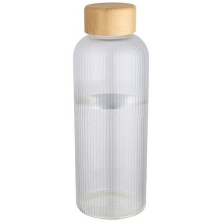 Mirage 650 ml single-walled borosilicate glass bottle with bamboo lid