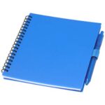 Niove recycled plastic soft cover notebook and ballpoint pen set (blue ink)