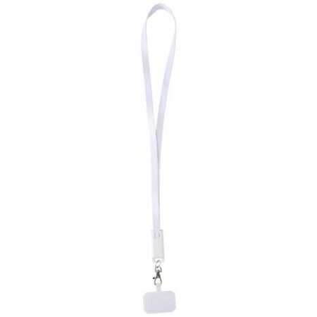 Franz recycled plastic smartphone lanyard with built-in data sync and 65W fast charge 5-in-1 cable