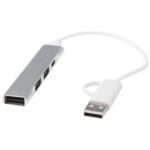 Alkaid 4-port recycled aluminium USB-A and Type-C hub with dual input