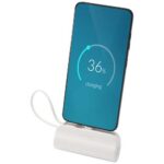 Alnair 5000 mAh 10W recycled plastic Type-C power bank with built-in flip stand and 2-in-1 cable