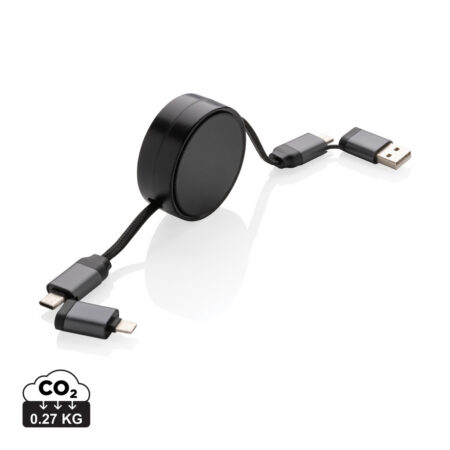 Terra RCS recycled aluminium retractable 6 in 1 60W cable