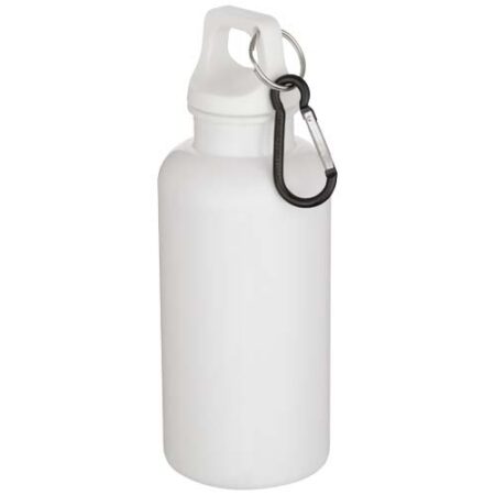 Oregon 400 ml solid colour RCS recycled plastic water bottle with carabiner