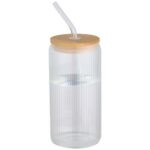 Mirage 500 ml single-walled borosilicate glass jar with bamboo lid