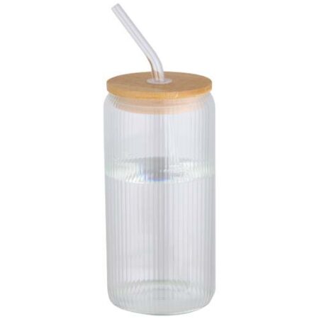 Mirage 500 ml single-walled borosilicate glass jar with bamboo lid