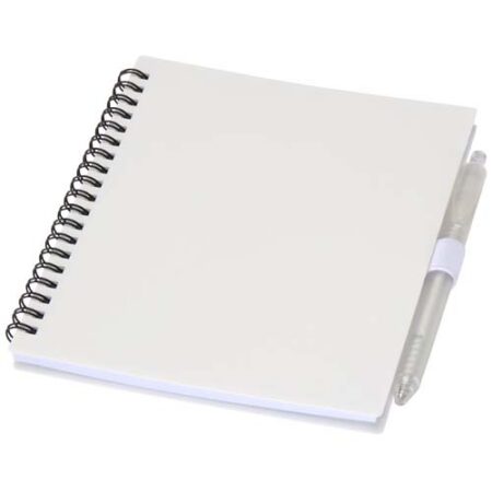 Niove recycled plastic soft cover notebook and ballpoint pen set (blue ink)