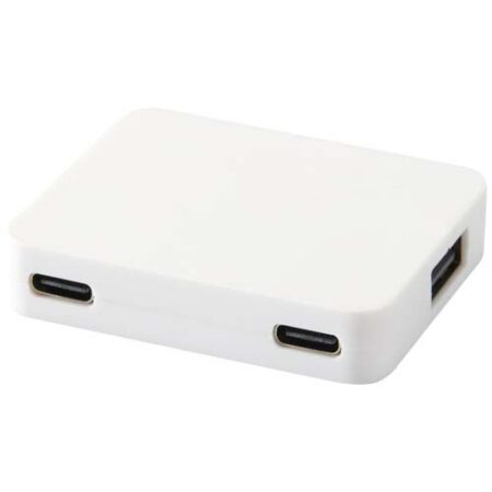Gaia 4-port USB hub with USB-A and Type-C output and dual input - made from recycled plastic