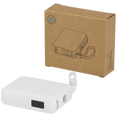 Acrux 10.000 mAh 35W tablet power bank with built in Type-C cable - made from recycled plastic