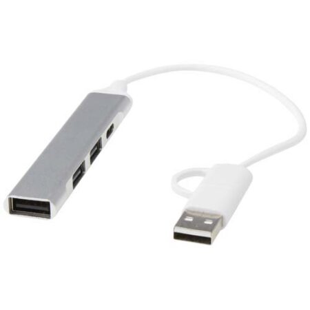 Alkaid 4-port recycled aluminium USB-A and Type-C hub with dual input