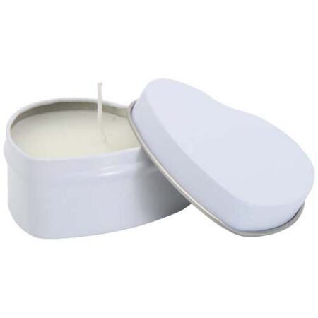 Blissful heart-shaped tin candle with vanilla aroma