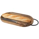 Prestige acacia wood chopping board with bread knife