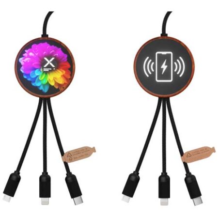 SCX.design C40 5-in-1 rPET light-up logo charging cable and 10W charging pad
