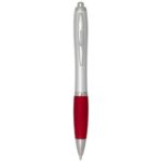 Nash RCS recycled plastic ballpoint pen with silver barrel and coloured grip (black ink)