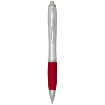 Nash RCS recycled plastic ballpoint pen with silver barrel and coloured grip (black ink)